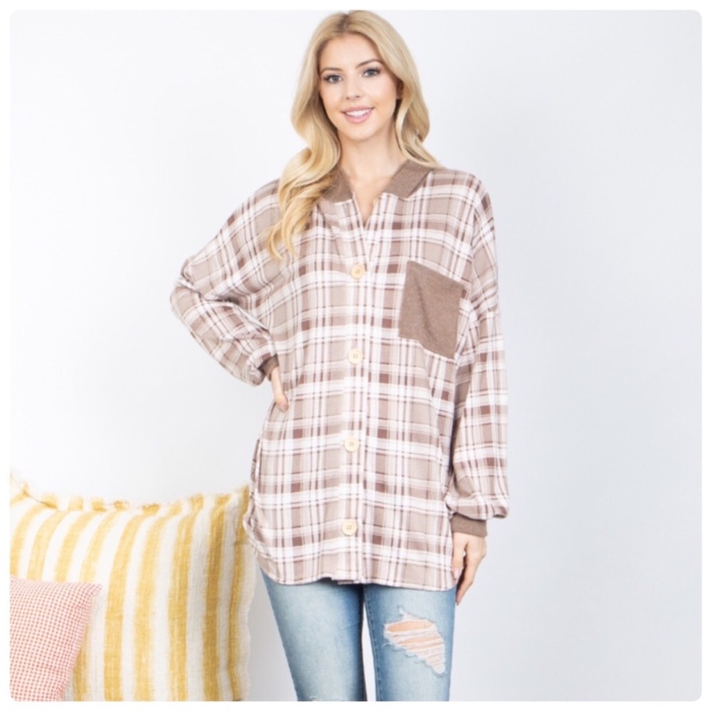 NWT Super Soft Hooded Plaid Shacket